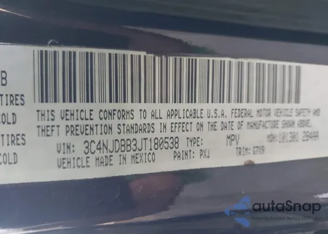 2018 Jeep Compass Latitude 4X4 из США, поврежденный, VIN 3C4NJDBB3JT180538